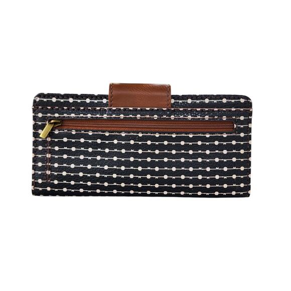 FOSSIL Felicity Black Ivory Dot Faux Leather Tote Bag Wallet Set - Picture 12 of 15